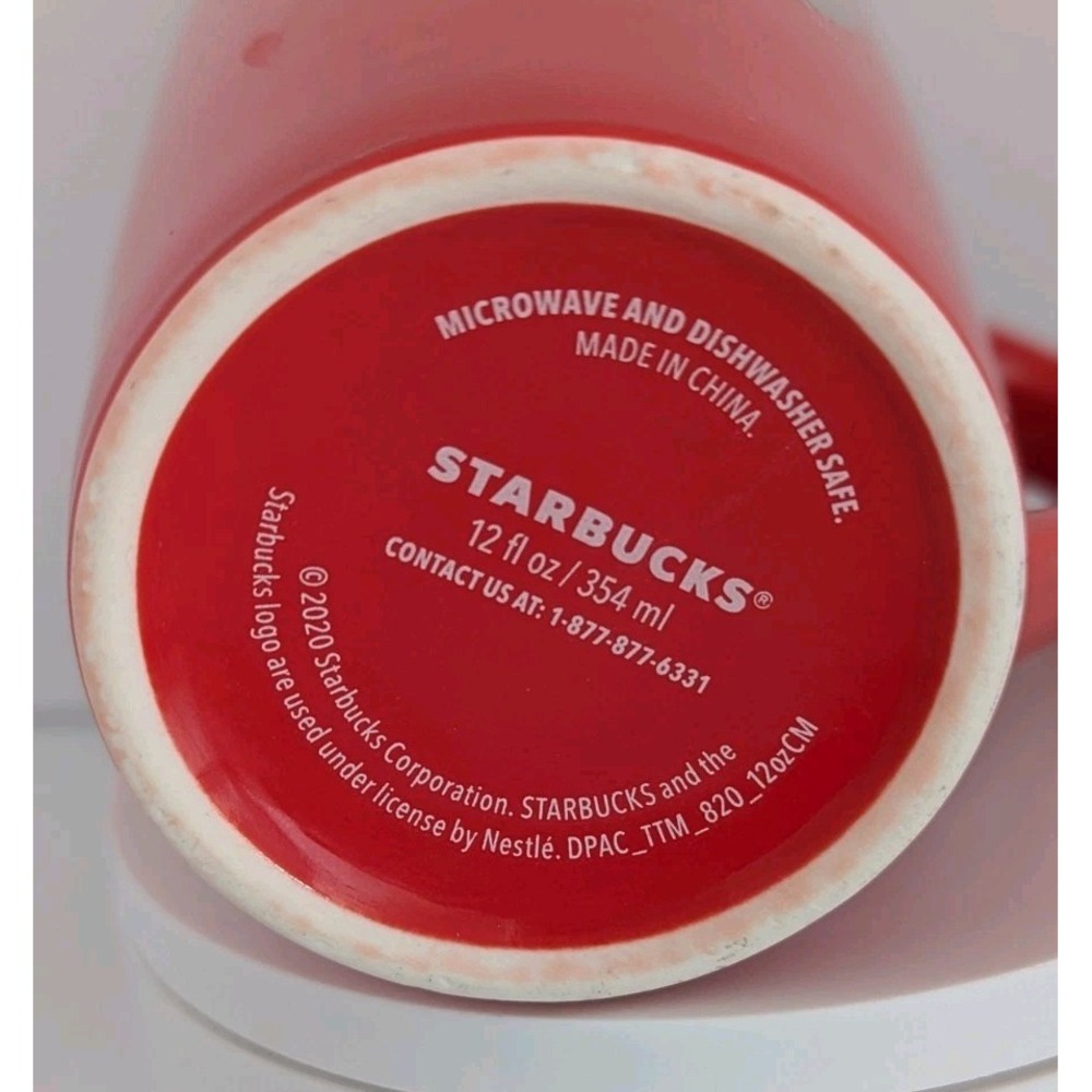 Starbucks Mug Ceramic Tall Red Coffee Tea Christmas Holiday 2020 12oz - Picture 6 of 8